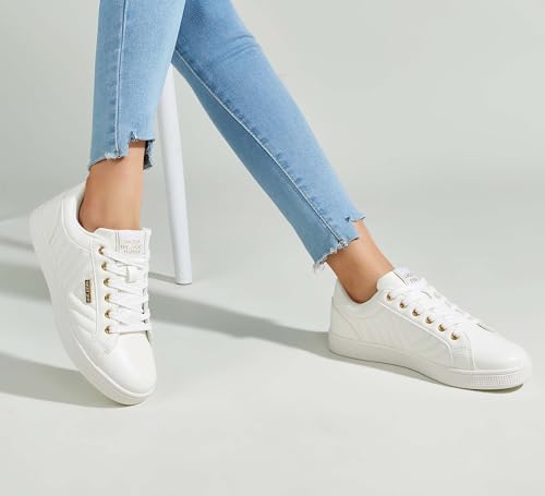 Image of LUCKY STEP Glitter Shoes Sparkly Bling Shiny Bedazzled Lace up Fashion Sneakers for Women