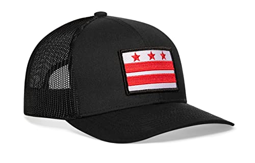 HAKA Washington D.C. Flag Black Trucker Hat – Washington D.C. Mesh Snapback Cap for Men, & Women Golf Baseball Dad Hat