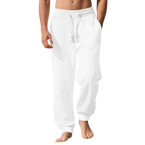 Cambkatl Men's Stylish Jacquard Joggers Elastic Waist Lounge Pants Outdoor Athletic Casual Sweatpants with Pockets