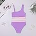 Bkixhv Girls 2 Piece Bathing Suits Kids Color-Blocking High Waist Bikini Set Teen Swimsuit Beach Swimwear for 3-10 Years Purple