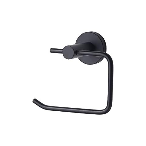 SARIHOSY Open Arm Stainless Steel Toilet Paper Holder High Grade Matte Black Polish, Bathroom Installments Wall Mounted Cover