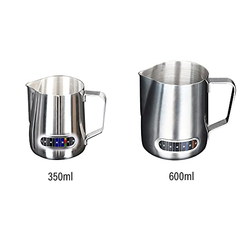 Anwangda Melkkan, RVS Handheld Stoomende Melk Opschuimende Werper Roestvrij, Vlekbestendig, Crash-Proof, Hittebestendige Melkopschuimer Pitcher voor Barista Cappuccino Espresso Making (Maat: 350ml) - Image 5