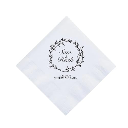Signature Tovaglioli Di Cotone Per Matrimonio - 50 Pezzi 11,4x11,4 Cm - Bianchi Con Citazioni Divertenti Sull'Amore E Il Matrimonio