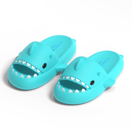 Image of CLOUDY SHARK Unisex Adult Shark Slippers | Cloud Shark Slides 2024 | Summer Ultra Light Quiet Home Bathroom Outdoor Cute Slippers