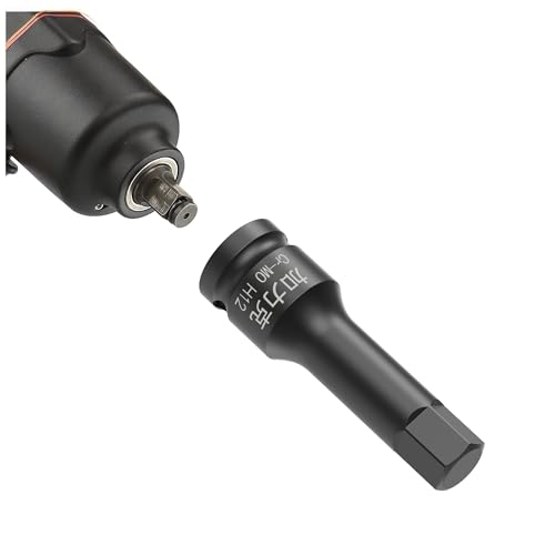 Image of 3PCS 3 /8 inch Square Drive H12(12mm) Impact Hex Bit Socket, 60mm(2.36 inch) Length, Hex Driver, Impact Grade, One-Piece Construction, 3 /8 inch Drive Allen Bit Socket, Cr-Mo Steel, Black