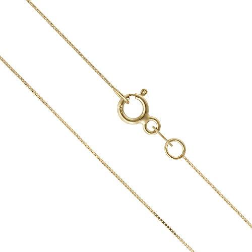 Honolulu Jewelry Company 14K Real Solid Yellow Gold 0.5mm or 1mm Box Chain Necklace, 16"-24"2