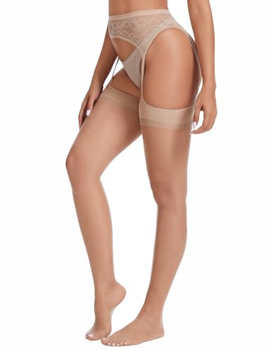 Image of Lidogirl Women's Lace Nights Garter Belt with Stockings Sheers