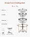 VEVOR Chafing Dish Buffet Set, 5 Qt 4 Pack, Stainless Steel Chafer with 4 Full Size Pan, Round Catering Warmer Server with Glass Lid Water Pan Folding Stand Fuel Holder, for Wedding Banquet, Gold