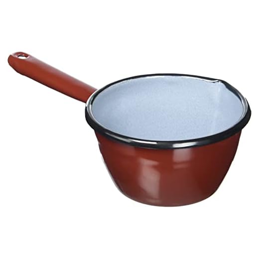 IBILI, Pentolino conico con beccuccio marrone, 12 cm, acciaio smaltato, adatto per piani di cottura a induzione.