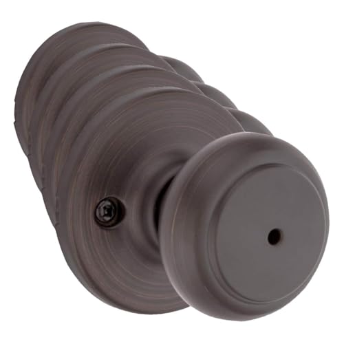 Image of Kwikset Cove Interior Privacy Door Knob with Lock, Door Handle for Bathroom and Bedroom, Venetian Bronze Keyless Turn Lock Doorknob (Pack of 4)
