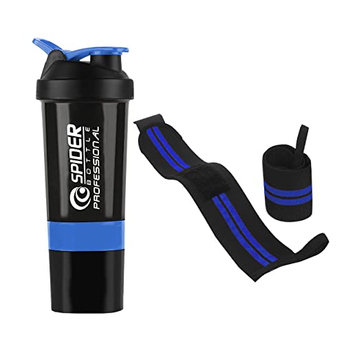 COOL INDIANS Premium Combo of Gym Shaker Bottle with Wrist Support Band Gym & Fitness Kit Weightlifting Power Lifting Wrist Wrap Gym Shaker Bottle Gym Water Bottle (500) ML (Blue) (B0B1VK3JTY) Amazon Price History, Amazon Price Tracker