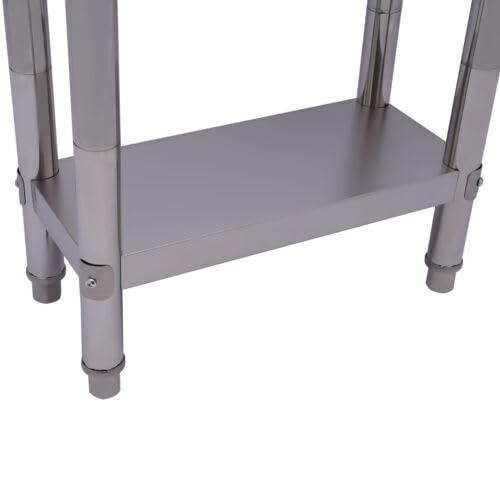 Mesa de trabajo de 2 niveles, mesa de cocina, mesa de acero inoxidable, mesa de preparación para preparar y trabajar, mesa de trabajo comercial resistente con estante inferior para restaurante, casa o