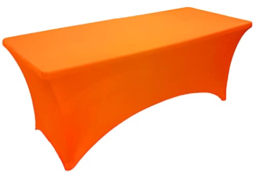 Gowinex 2 Pack 6Ft Neon Orange Spandex Tablecloth Stretch Fitted Table Cover For Rectangular Table Event, Wedding, Banquet And Parties #TOP1