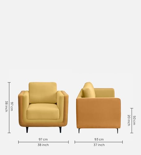 Image of Sleepyhead Mojo Designed by Duroflex - 1 Seater Sofa |Premium Fabric |Dual-Tone Modern Design with Plush Cushioning |Durable Pine Wood Frame & Removable Back Cushion |3 Year Warranty - Trippy Yellow