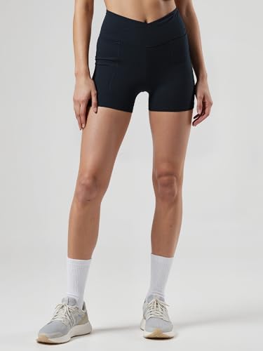 Image of CAVA Hourglass Workout Shorts - High Waist Sculpting Gym Shorts with V-Waist, Booty Lift Seam, Anti-Camel Toe Gusset & Side Pockets