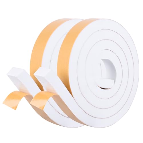 Self-Adhesive High Density Foam Insulation Tape - 1in x 3/4in x 13Ft Weatherstrip with Strong Adhesive for Door and Window Soundproofing