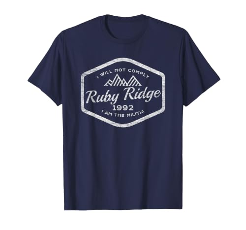 Remember Ruby Ridge 1992. I Won't Stick to it. T-Shirt, Men, Navy Blue, 3X-Large