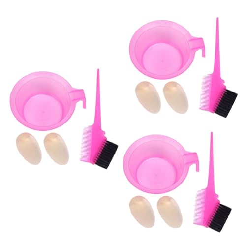 Beaupretty 6 Juegos tazón de tinte para el cabello cepillo para teñir la barba cuenco para teñir el cabello pincel de pelo herramienta para teñir el cabello cepillo para teñir el cabello rosa