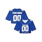 Custom Blue Football Jersey Crop Tops for Women Personalized Y2K Plain Colored Streetwear with Name Number XS~2XL