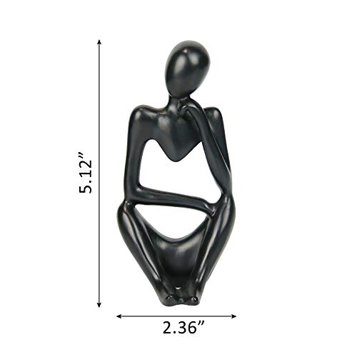 INNOLITES Resin Statue Thinker Style Decoration Abstract Sculptures Collectible Figurines for Home Decor Modern Office Shelf Desktop (Black-Right) - Image 3