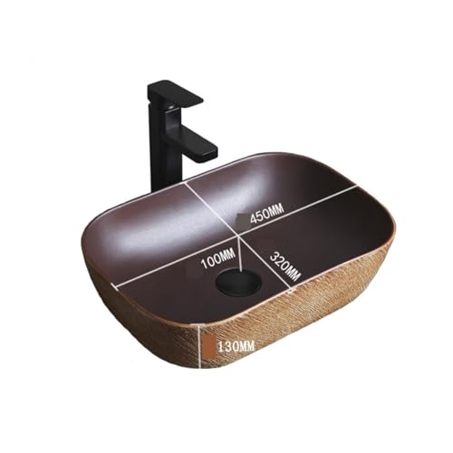 Lavabo sobre encimera de cerámica con cuenca ovalada profunda anti-salpicaduras retro 3