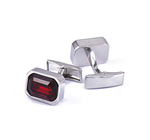 Mancuernillas KnBoB para hombre con cristal rojo irregular miniatura 1