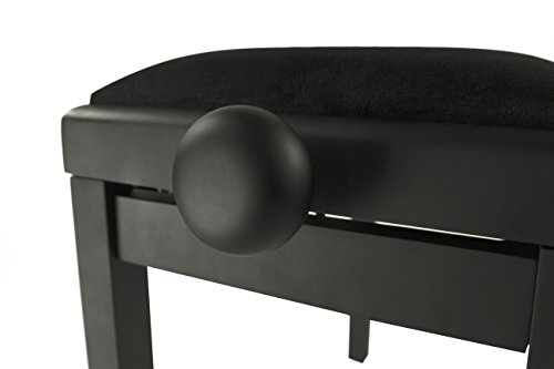 Gearlux Adjustable Piano Bench with Smooth Velvet Top - Black Matte - Thumbnail 2