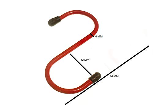 120 x ganci rivestiti in plastica rossa a S, 100 mm, 100 mm