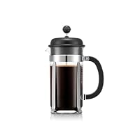 Bodum CAFFETTIERA French Press Coffee Maker, 1L / 8 Cup Cafetière with Borosilicate Glass and Reusable Stainless-Steel Filter, Black, 1918-01