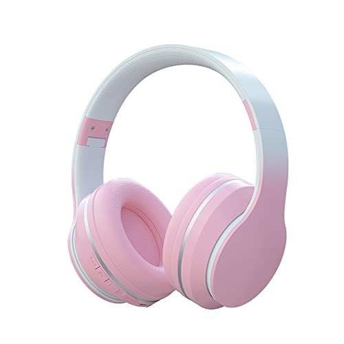 Usoun Auriculares para niños,Auriculares Bluetooth para niños,Cascos inalámbricos Bluetooth Over Ear,Cascos Plegable con micrófono,Micro SD Slot, Audífonos Inalámbricos y con Cable(Rosa)
