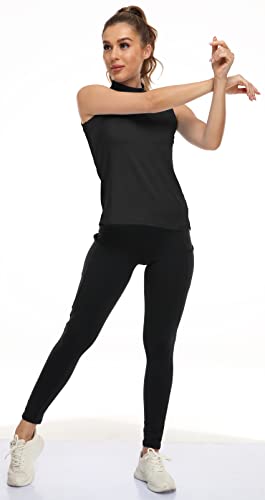 Women's Golf Polo Shirt Sleeveless Dry Fit Mock Neck Tennis Yoga T Shirts Lightweight Moisture Wick Athletic Tank Top Black Xs #TOP5