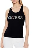w3gp43 GUESS Débardeur cotelé Logo Strass Jeans - Femme