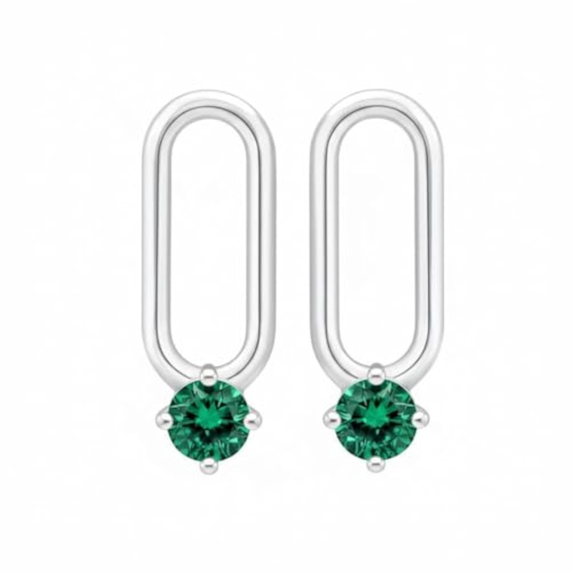 Women's 925 Sterling Silver Emerald Green CZ Drop Earrings, Minimalist Gift