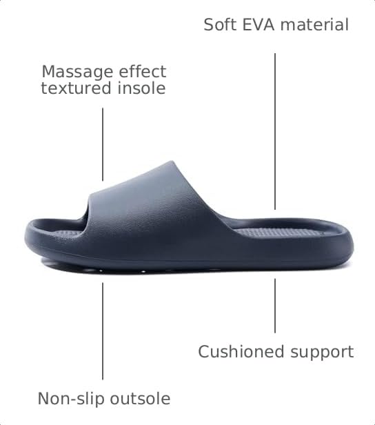 Image of Arch Support Shower Shoes for Women and Men Quick Drying with Drain Holes Slide Sandals Soft Cushioned Anti-Slip Pool Slides Comfort Bathroom Shower Slides