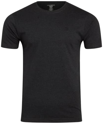 Lucky Brand Men's Undershirt - Classic Crew Neck Short Sleeve T-Shirt (2 Pack), Size Large, Heather Grey/Black #TOP5