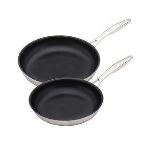 Swiss Diamond 2-Piece Fry Pan Set, 9.5 & 11 inches, 5-Ply Stainless Steel with Nonstick Coating (Compatible with All Cooktop Types), Oven & Dishwasher Safe
