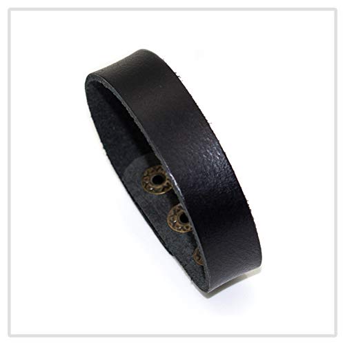 Mgutillart Punk Vintage Alloy Buckle Wristband Leather Cuff Bracelet(Black) #TOP2