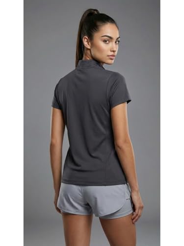 Image of PUMP'D Dry Fit Women's Half Zip Activewear Synthetic Regular Fit T-Shirt | Gym & Yoga