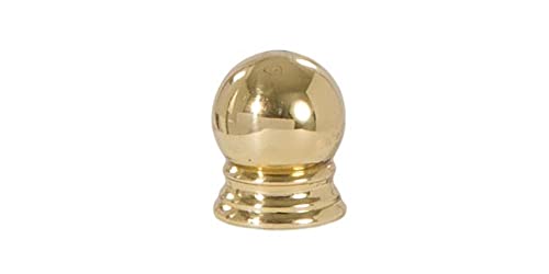 Image of B&P Lamp Solid Brass Sphere Style Polished and Lacquered Finial, 3 /4 Inch Height, 1 /4-27 Tap