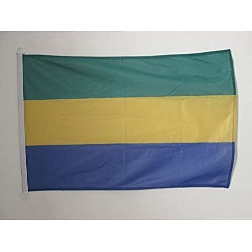AZ FLAG, Gabon Flag, 2x3 Ft, For Outdoor, Gabonese Banner Knitted Polyester with Two Plastic Rings, Fade Resistant