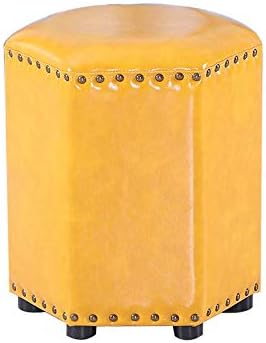 WODMB Stool Leather Footstool, Home Decoration Furniture, Stylish and Creative Solid Wood Fitting Room Stool (Color : Yellow)