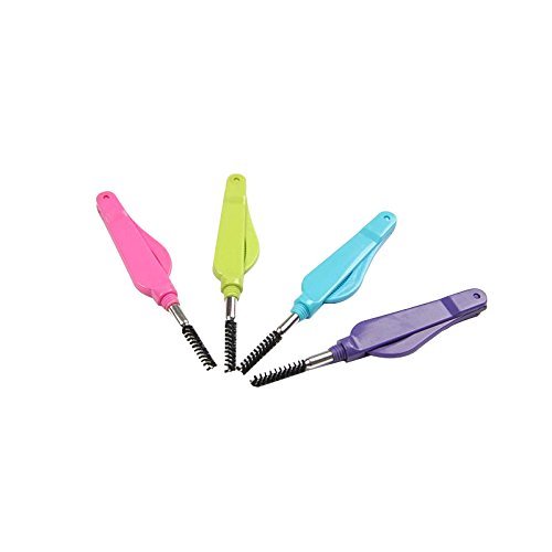 FRCOLOR 4 Pcs Disposable Eyelash Brush Comb Foldable Mini Eyelash Brush and Comb Set Portable Spoolie Tool for Separation Mascara Application Travel and Home Use