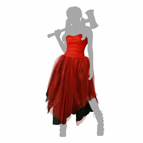 Atosa | Disfraz de Arlequín Rojo para Mujer Adulto | Vestido Largo Elegante con Detalles en Negro | Ideal para Carnaval, Halloween y Fiestas Temáticas | Diseño Festivo y Atractivo | Talla M L