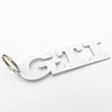 Maße: 80mm Länge 25mm Höhe VmG-Store GTI Schlüsselanhänger aus Edelstahl pulverbeschichtet (Weiß)