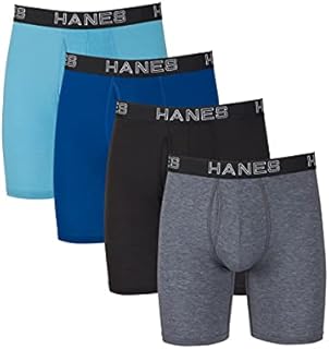 Hanes Ultimate Men's Total Support Pouch Long Leg Boxer Brief, Assorted Dyed, Large