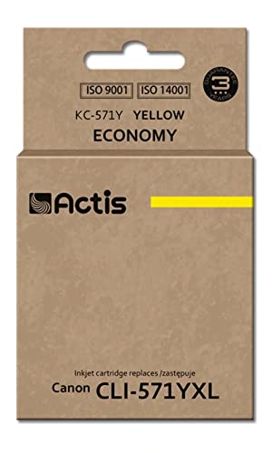 Actis KC-571Y Yellow Ink Cartridge for Canon Printer (Canon CLI-571Y Replacement) Standard