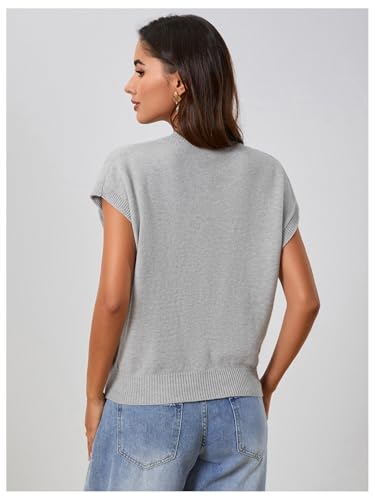 Image of Verdusa Women's Old Money Floral Summer Sweaters Vest Cap Sleeves Crew Neck Knit Tops
