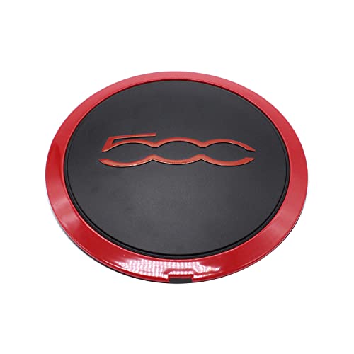 1 cache-moyeu en alliage avec logo rouge et jante rouge pour Fiat 500 SHLPDFM Fiat Cover