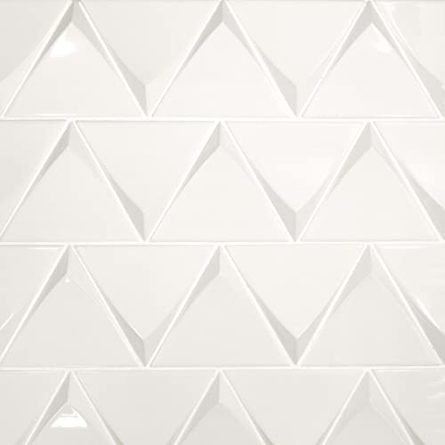Bedrosians Triangolo Gloss Ceramic Wall Tile 5\" x 5\", White (20-Pack, 1.43 SF)