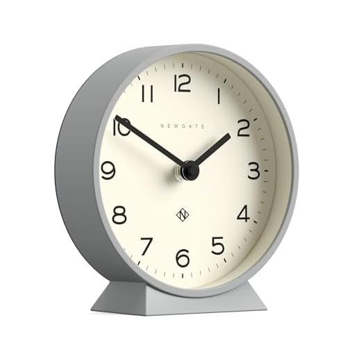 NEWGATE® M Mantel Silent Sweep Mantel Clock - 'No Tick' - A Modern Tabletop Clock - Small Clock - Living Room Clock - Office Clock - Desk Clock - Minimalist Dial (Posh Gray)